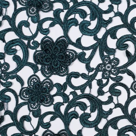 teal metallic lace fabric|Metallic Deep Teal Couture Floral Guipure Lace Fabric.